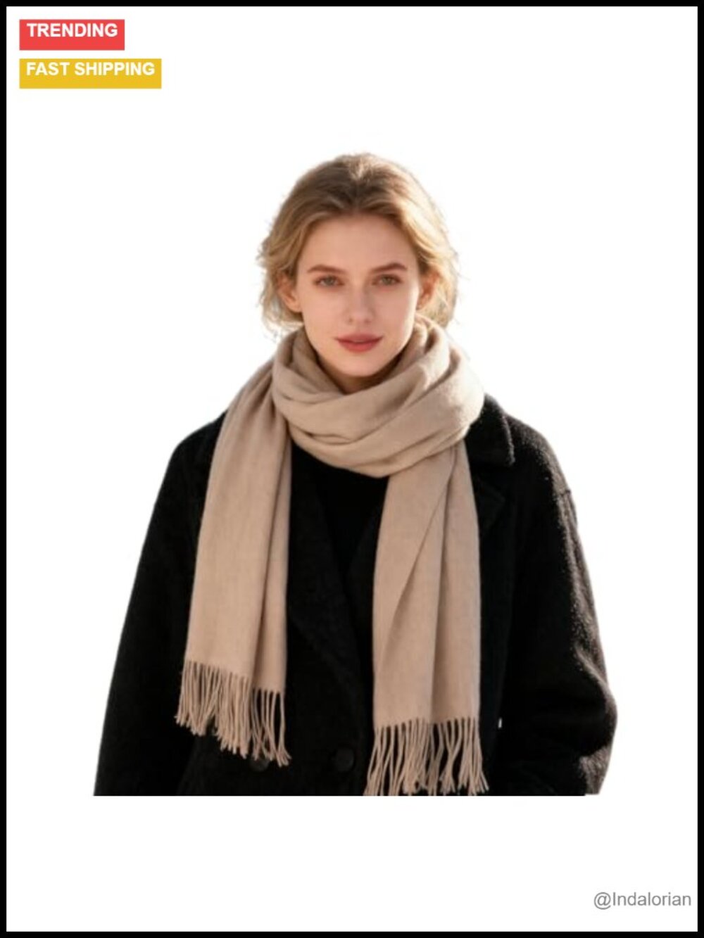 Soft Chunky Winter Scarf with Tassels Extra Long 80x18 Inches